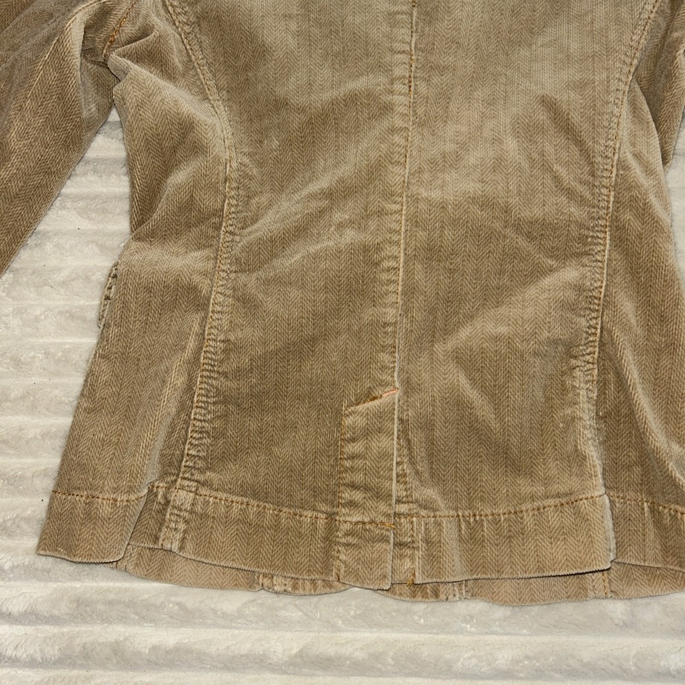 Y2K Paris Blues Women L Beige Cotton Herringbone Corduroy LS Blazer Jacket - Picture 8 of 9